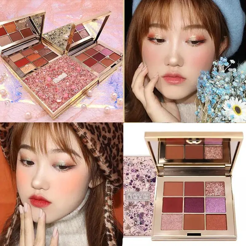 

Fashion 9 Colors Eyeshadow Palette Natural Long Lasting Pearlescent Matte Make Up Eyeshadow Powder