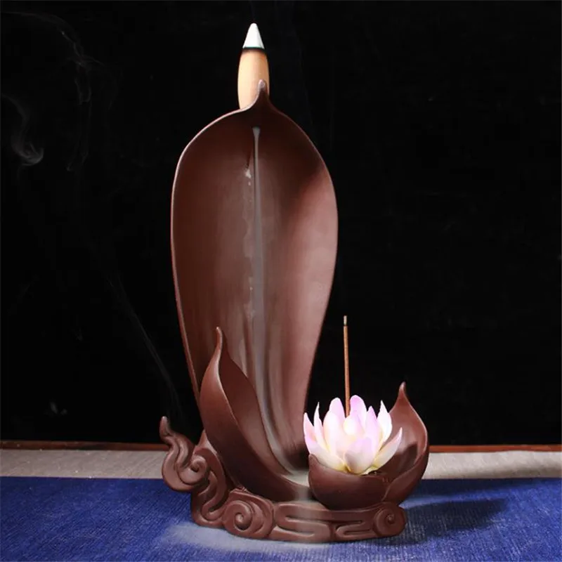 

Big SIze Mountain River Waterfall Backflow Incense Burner Ceramic Creative Lotus Incense Stick Holder Tabletop Decor