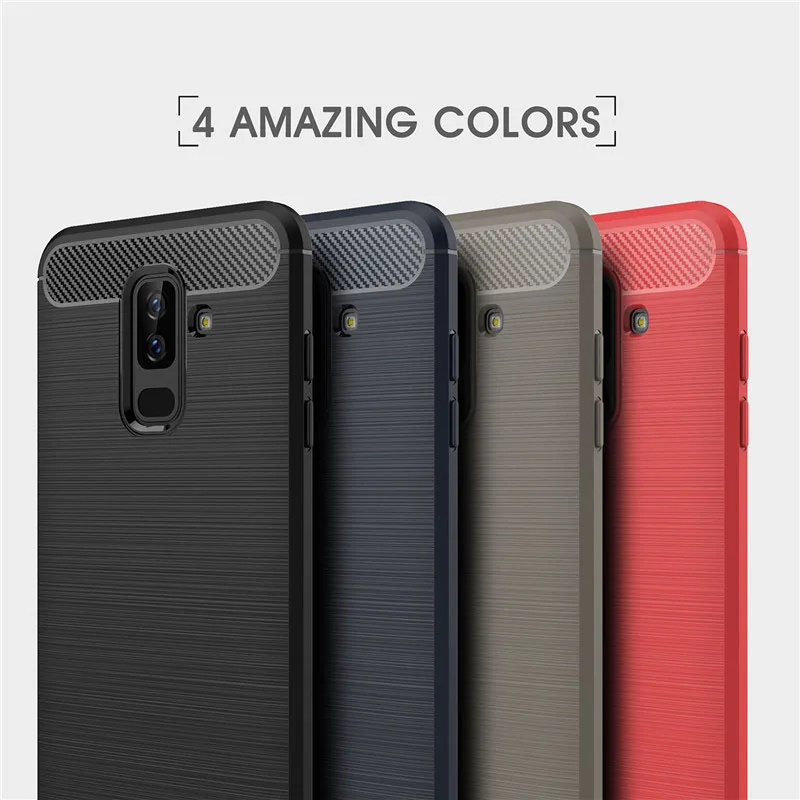 cheap Luxury Carbon Fiber Rubber Armor Case For Samsung Galaxy A6 Case Samsung Galaxy A6 A 6 Plus A6Plus 2018 Soft Silicone Back Cover