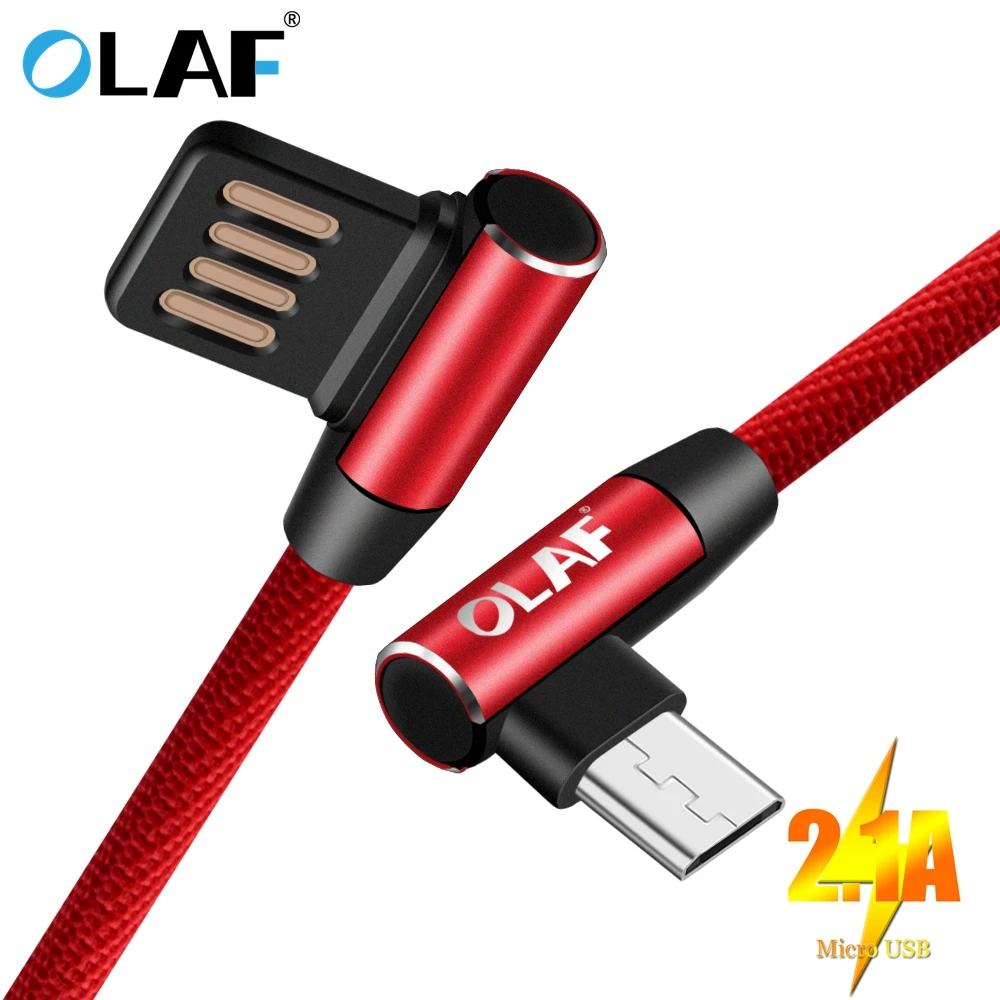 

OLAF 90 Degree Micro USB Cable For Xiaomi Redmi Note 5 Pro 4 4X 2.1A Fast Charging Data Cable For Samsung Huawei Tablet Cord
