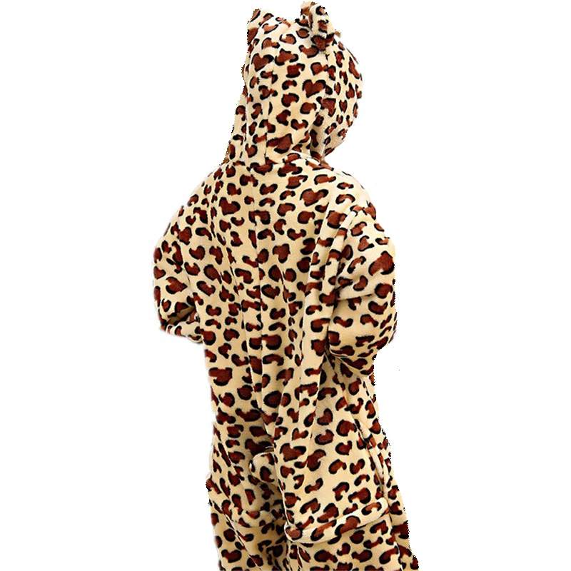 Cute Leopard bear Children Onesies Kigurumi Cartoon Soft Flannel Pajamas Baby One piece Sleepwear Cosplay For Halloween Jumpsuit (3)