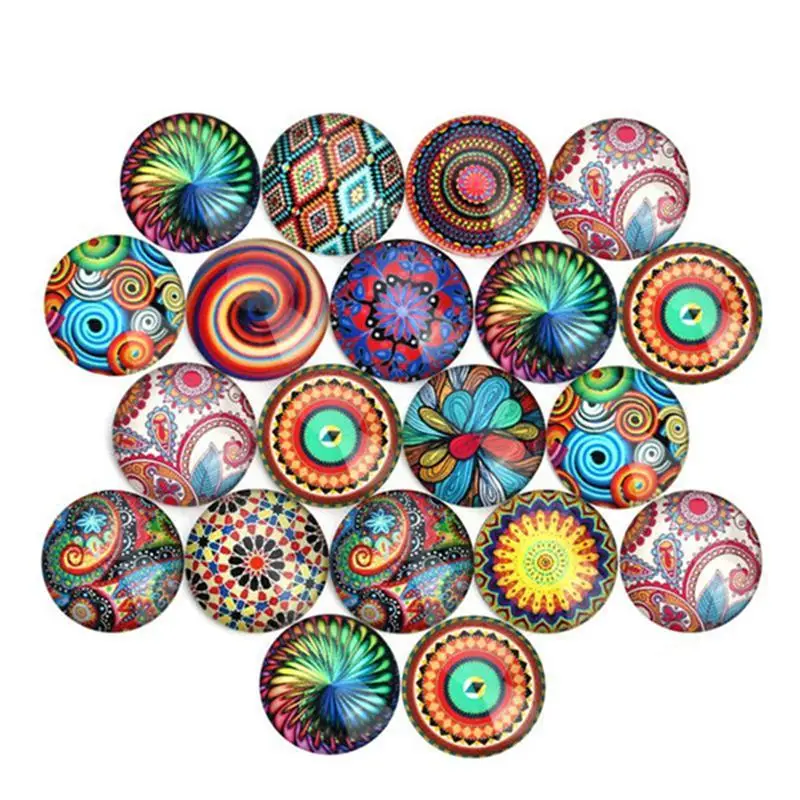 20 шт 12 мм мозаика напечатанные Стеклянные Кабошоны разных сортов цвет полукруглый купол для изготовления ювелирных изделий - Цвет: 2
