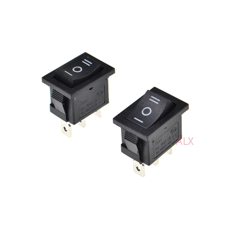 5PCS 15*21MM 3PIN black Push Button rocker Switch ON/OFF/ON boat power switches 6A/250V 10A/125V 15*21 3 pin