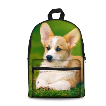 

THIKIN Canvas 3D Corgi Printing Backpacks for Women Zipper Backpack Bags for Teenage Girls Boys Travel Daily Bag Lightweight