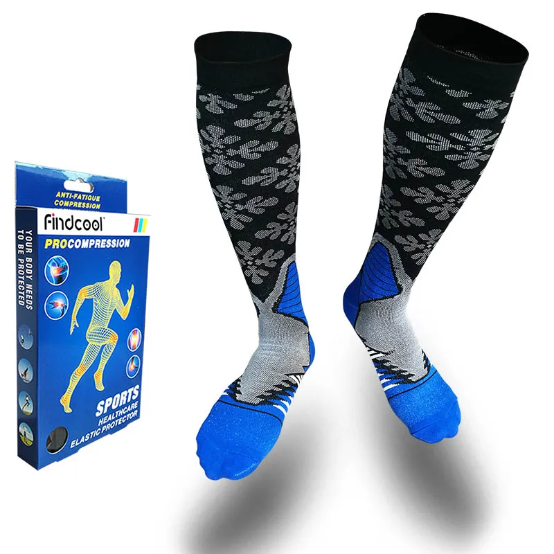 FINDCOOL медицинская поддержка гетры носки для варикозного расширения вен Компрессионные носки обертывание Утягивающие колготки для мужчин и женщин - Цвет: Blue