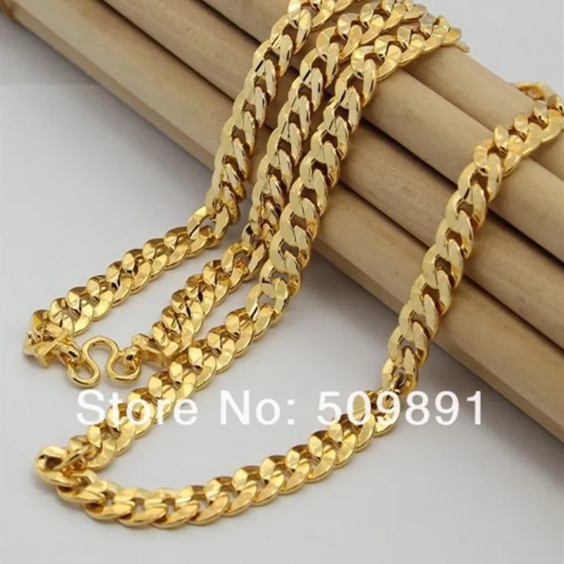 NE1562 Новая мода 8 мм золотая цепочка колье мужские ювелирные изделия 24k вакуумное