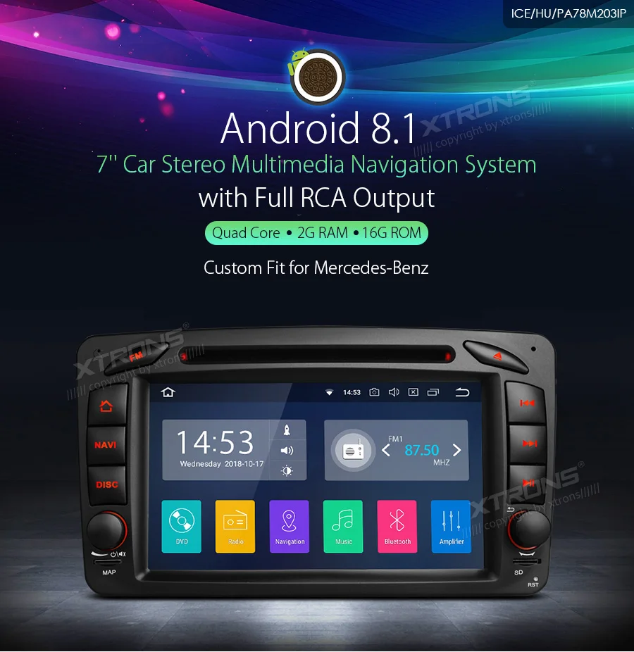 Perfect 7" Android 8.1 RCA Car Multimedia DVD Navigation GPS Radio for Mercedes-Benz C-Class W203 2000-2004 & Viano/Vito W639 2003-2006 0