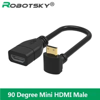 Напротив прямым углом 90 градусов Mini HDMI мужчины к женщине HDMI конвертер Кабель-адаптер конвертер адаптер разъем для телевидения высокой четкости XC1189 - изображение
