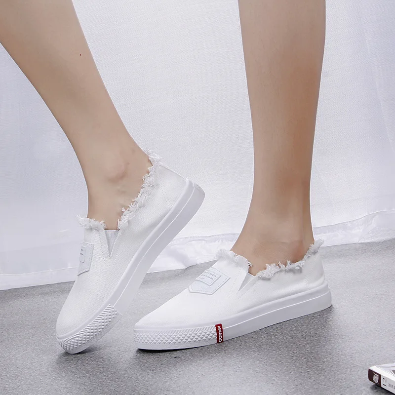 

Women Flats Slip On Spring Loafers Vulcanized Ladies Canvas Platform Casual Lazy Shoes Female Fashion Comfort Footwear 658