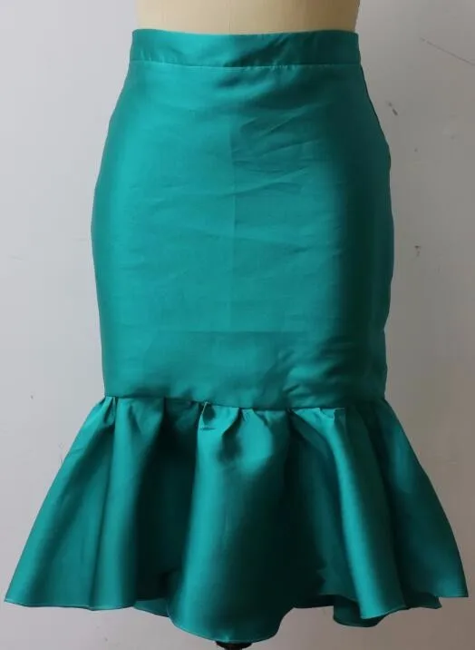 Милая Короткая атласная юбка-годе, юбки, изготовленные на заказ, невидимые женские юбки длиной до колена на молнии, реальное изображение