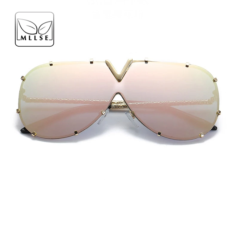 

MLLSE Brand Neutral Sunglasses for Women Fashionable Conjoined Frame Vintage Elegant Personality UV400 Female Eye Wear