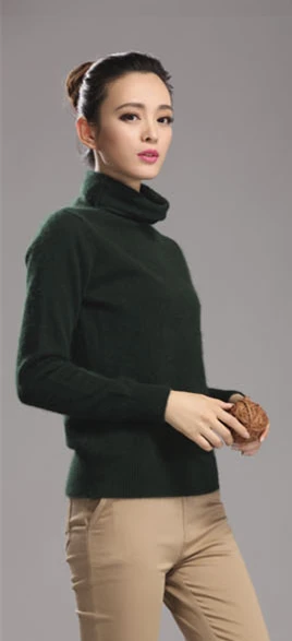 Новинка, чистый норковый кашемировый свитер с высоким воротником, осенне-зимний женский свитер с длинным рукавом, теплый свитер, пуловеры - Цвет: Blackish green