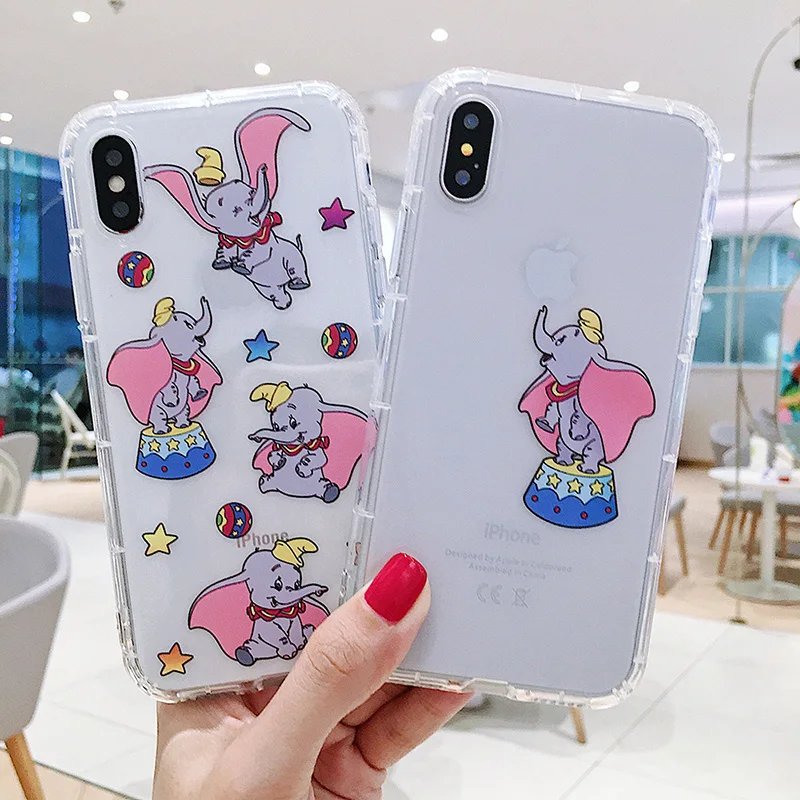 

Cartoon Flying Elephant Transparent Cover for iPhone Xr Xs MAX Coque Air Cushion TPU Soft for iPhone 6 6S 7 8 Plus case capa