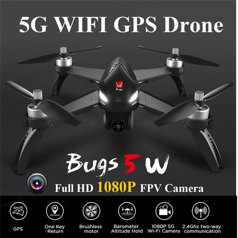 

Bugs 5W B5W GPS Adjustable 5G WIFI 1080P Camera FPV RC Drone Quadcopter Rc Helicopter 6ch Long Distance Fly Selfie Drone