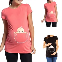 Женская футболка с карманом и принтом для беременных; футболка; Одежда для беременных; 4 цвета; Одежда для беременных; высокое качество