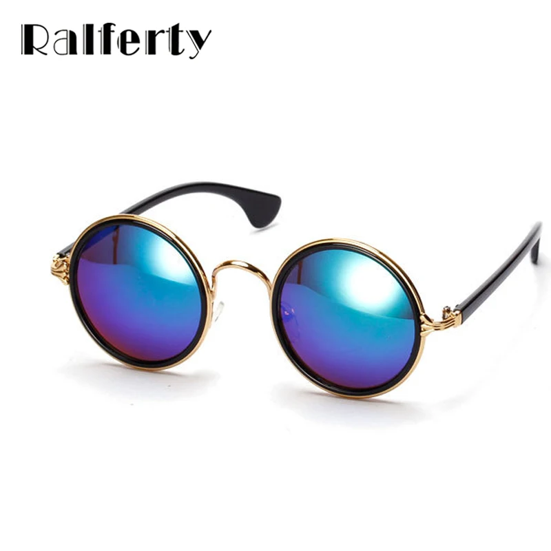 Ralferty Винтаж ретро унисекс Круглые Солнцезащитные очки Для женщин Для мужчин Steam Punk металлическая позолоченная цепь рамки солнцезащитные