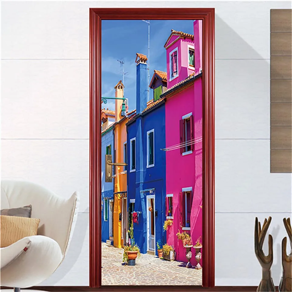 

3D Step Door Sticker New Decals Building Scenery Mural DIY Selfadhesive Waterproof Wallpaper Posters Renovation For Home Decor
