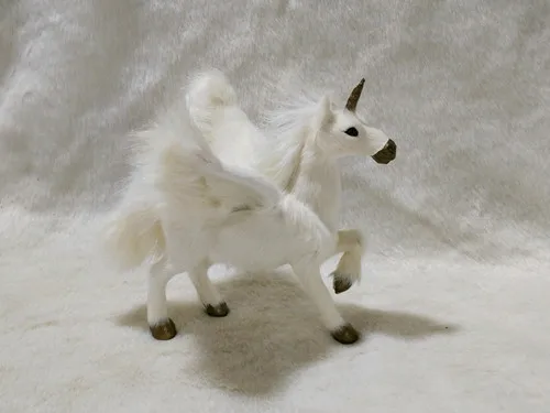 

16x15cm simulation white unicorn with wings model polyethylene&furs handicraft Figurines&Miniatures decoration toy gift a2919