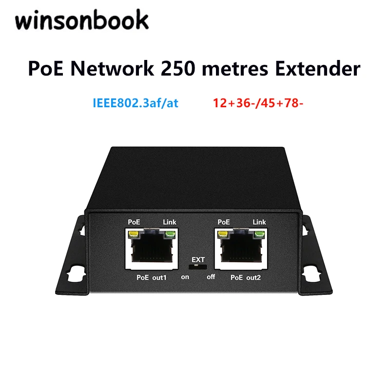 

PoE Network Ethernet Switch PoE Extender 250 meters with 1 port 10/100M Rj45 input 2 port 10/100M Rj45 output