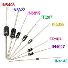 1N4148 1N4007 1N5819 1N5399 1N5408 1N5822 FR107 FR207 Rectifier DIODE ชุดส่วนประกอบอิเล็กทรอนิกส์ DIY ASSORTED KIT 100 ชิ้น/ล็อต(China)