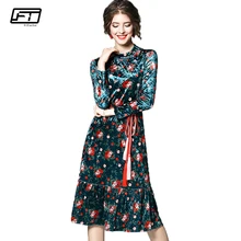 Fitaylor 2018 Spring Print Floral Vintage Long Dress Women Clothing Fashion Casual Evening Party Dresses Full Sleeve Vestidos