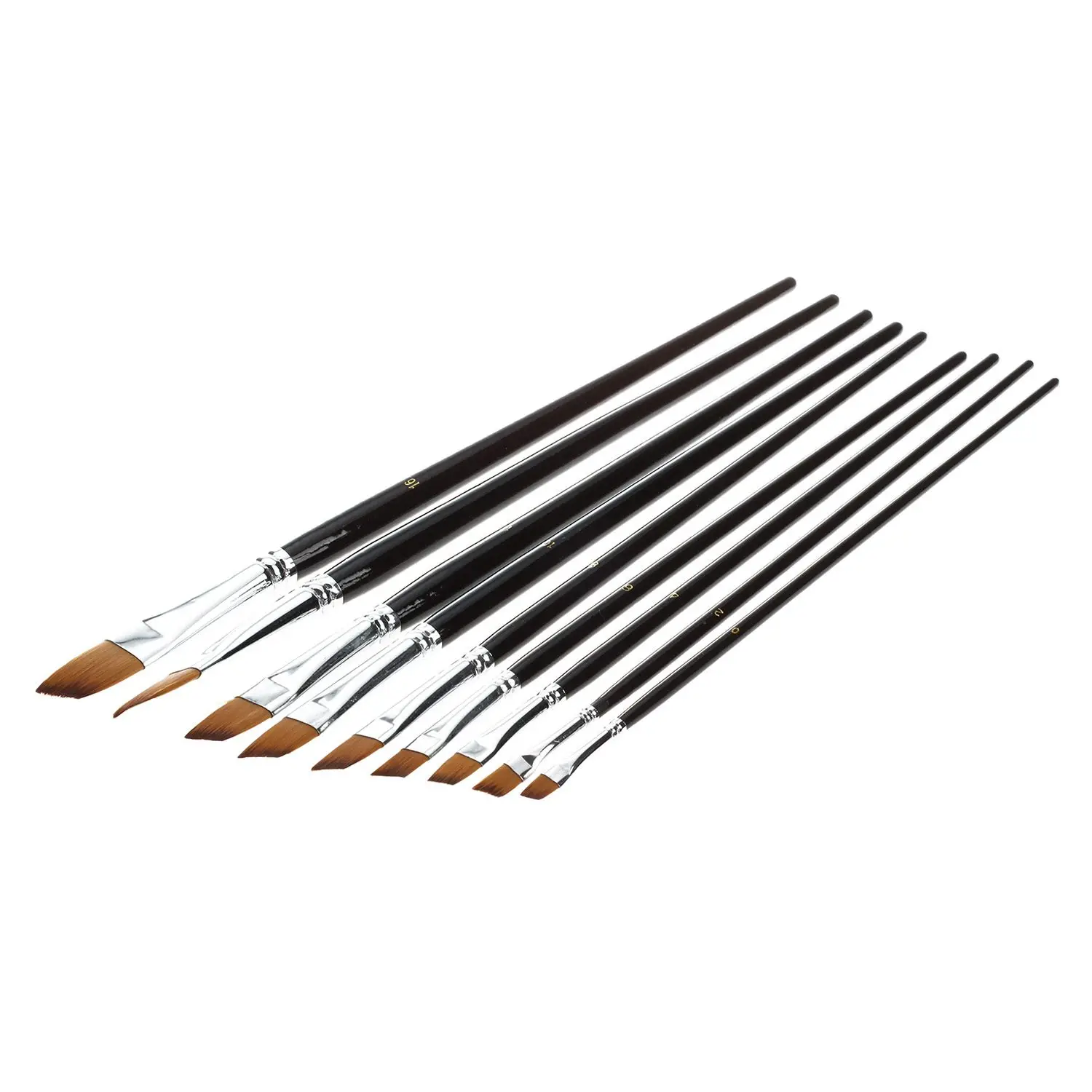 

9 Pcs Artists Paint Brush Set Acrylic Watercolor Brush Round Pointed Tip Nylon Hair Black