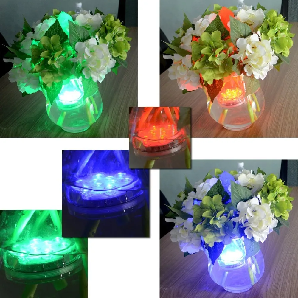 1 шт RGB ночные огни Multi Цвет удаленного Батарея питание светодиодный подводная лампа для отдыха и вечеринок Свадебные сад бассейн ваза