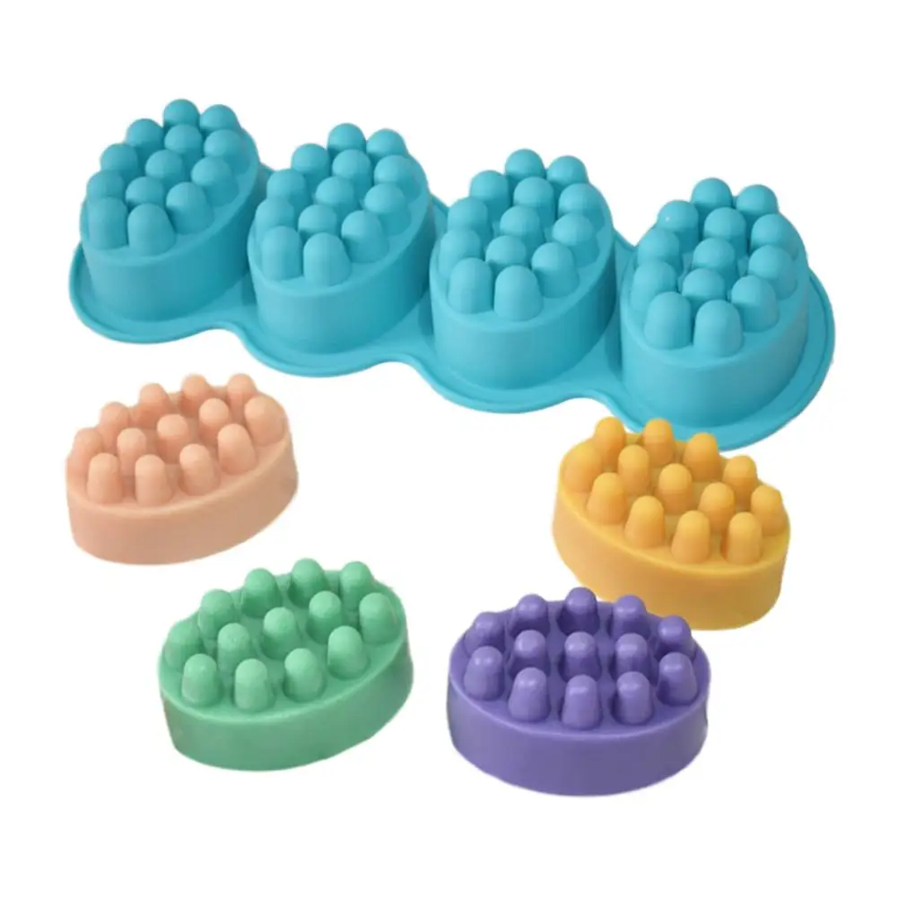 

4-Compartment Silicone Soap Mold Massage Soap Mold With Single-hole Soapmaking For About 130g Random Color Delivery