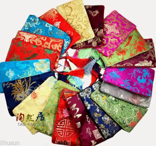 

Wholesale 10pcs Chinese Handmade Classic Silk phone purse Jewerly Pouchs Gift Bag