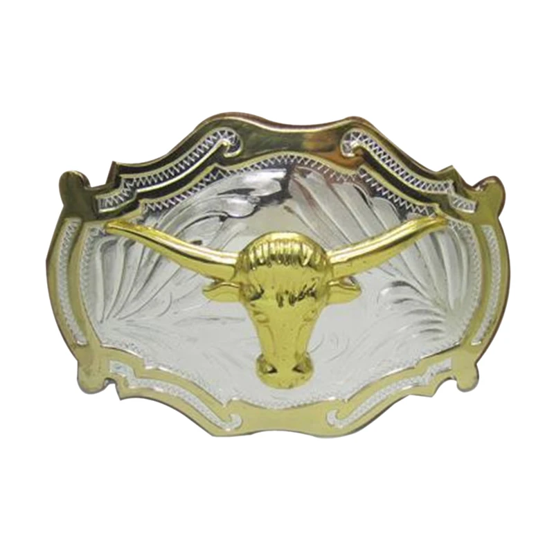 Mens Luxury Brand Designer Cowboys Belt Buckle Meatl Golden Cow Head