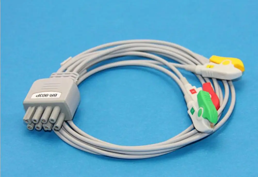 BR 903P Nihon kohden 913P 906P 3 lead 6 ECG cable с зажимом leadпроводника Или Защелкой AHA или IEC| |