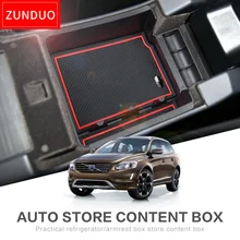 Zunduo автомобиля подлокотник ящик для хранения для Volvo XC60 S60 V60 Средства ухода для автомобиля Красный ABS + ПВХ красный