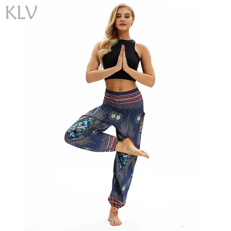KLV aladdin штаны для женщин, штаны для йоги, мандала, женские Леггинсы для йоги, женские леггинсы с высокой талией, для фитнеса, бега, йоги# B