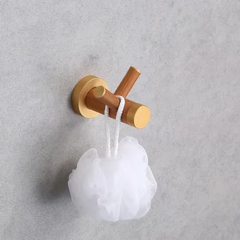 

1Pcs Coat Rack Fashion Bathroom Wooden Towel Hooks Accessories Double Hook Wall Hanger Living Room Furniture
