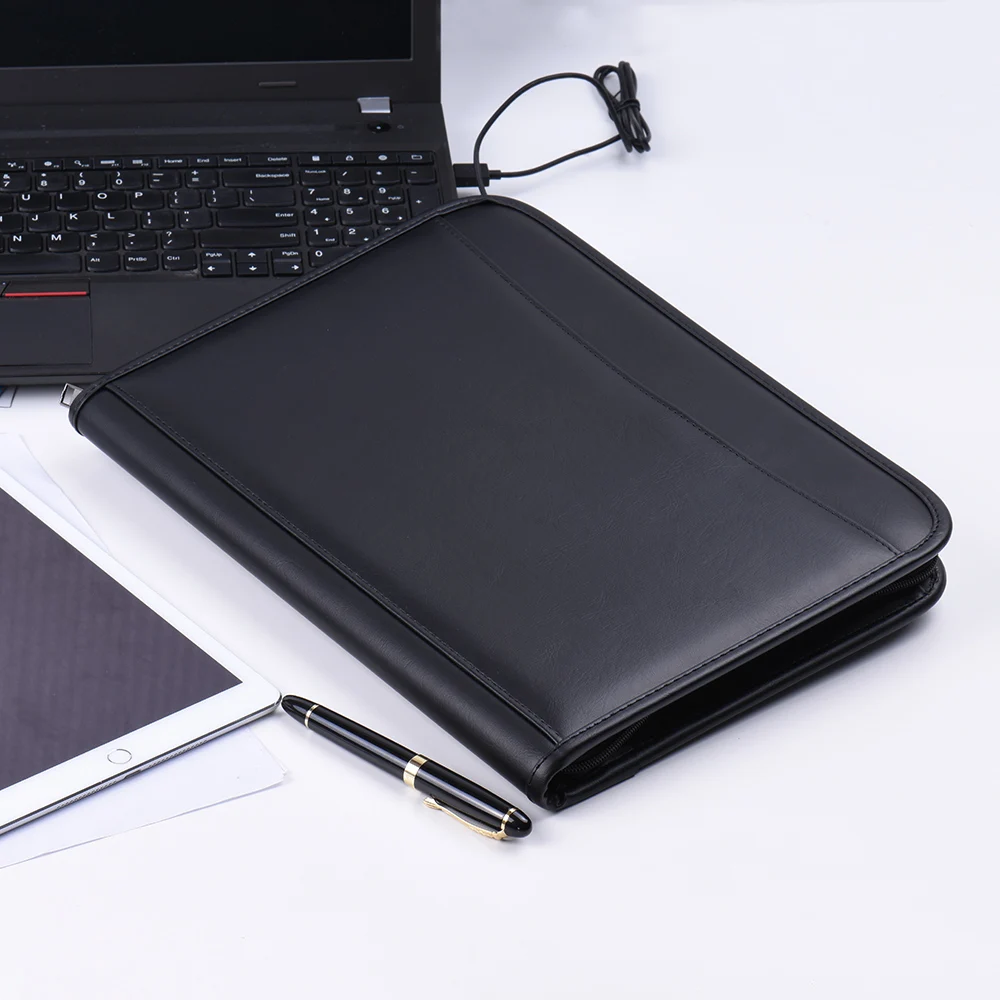 

Multifunctional Portfolio Professional Business Zippered Portfolio Padfolio Folder Document Case Organizer A4 PU Leather