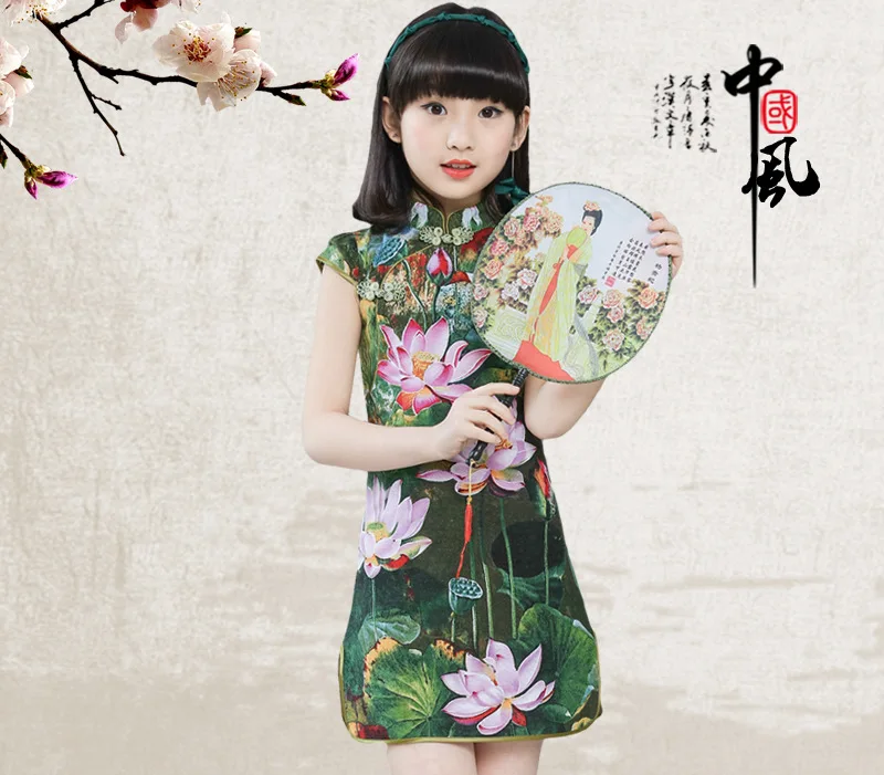 Girls Children's Cheongsam Chinese Qipao Ball Gown Dress Clothing Summer Multi-Colors Baby Kids Party Performance Dresses clothes (3)