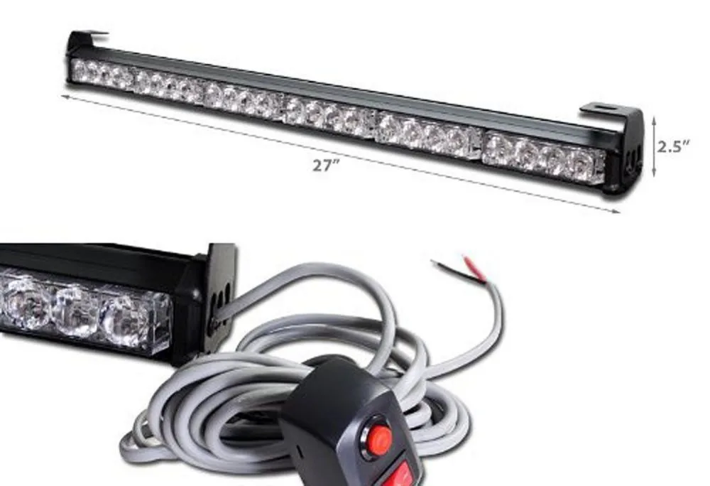 White Amber 24 LED 27 Emergency Traffic Advisor Flash Strobe Light Bar Warning(China