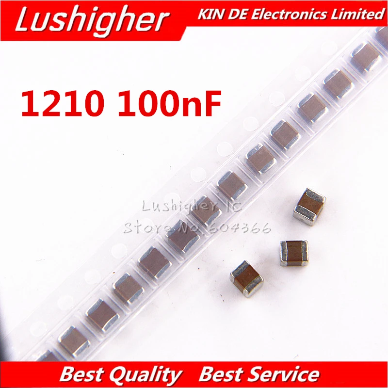 50 шт. многослойный керамический конденсатор 1210 100nF 104K 0 1 мкФ 250V X7R 10 SMD | Электронные