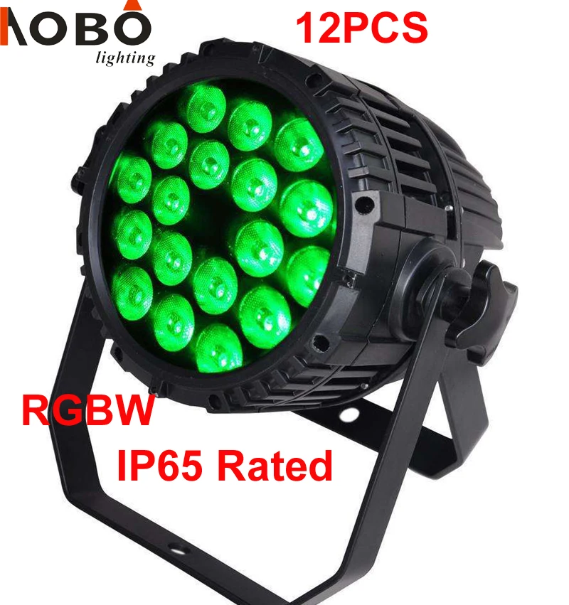 12pcs/Lot IP65 Outdoor Stage Lighting 18X10W RGBW 4in1 Quad DMX LED Par