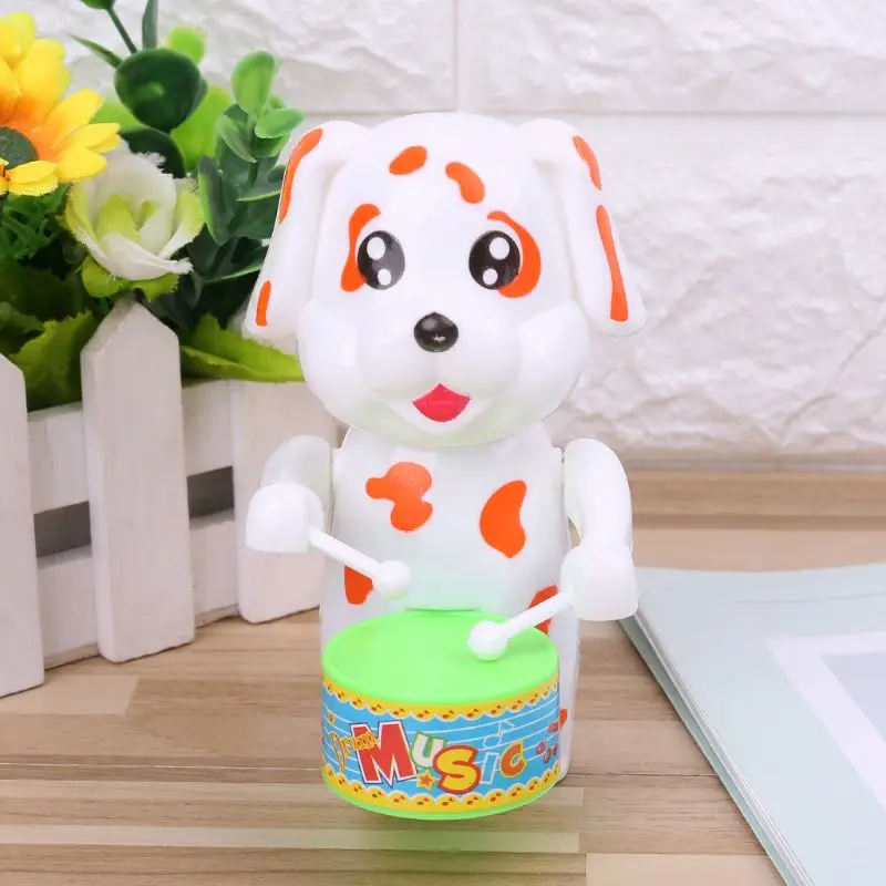 

Funny Cartoon Dog Drumming Wind Up Clockwork Developmental Gift interesting educational toy For Kids Baby
