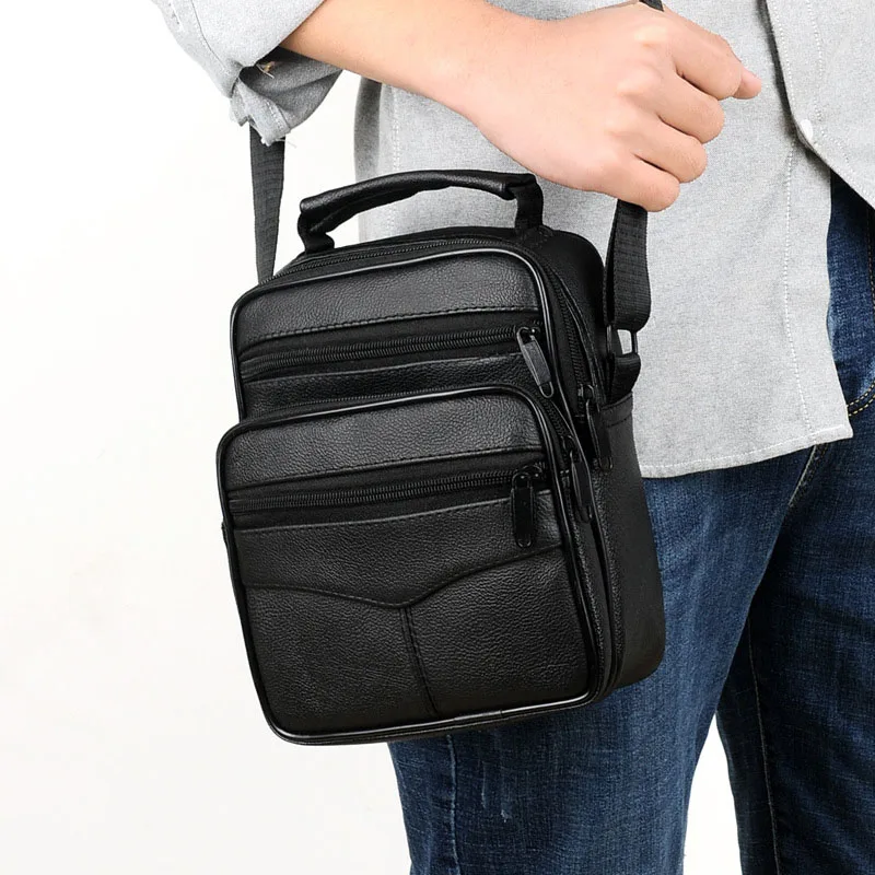 

Brand Leather Shoulder Bag men's Casual multi-function Messenger Bag Casual Retro Quality leather men's Bag men's Shoulder Bag