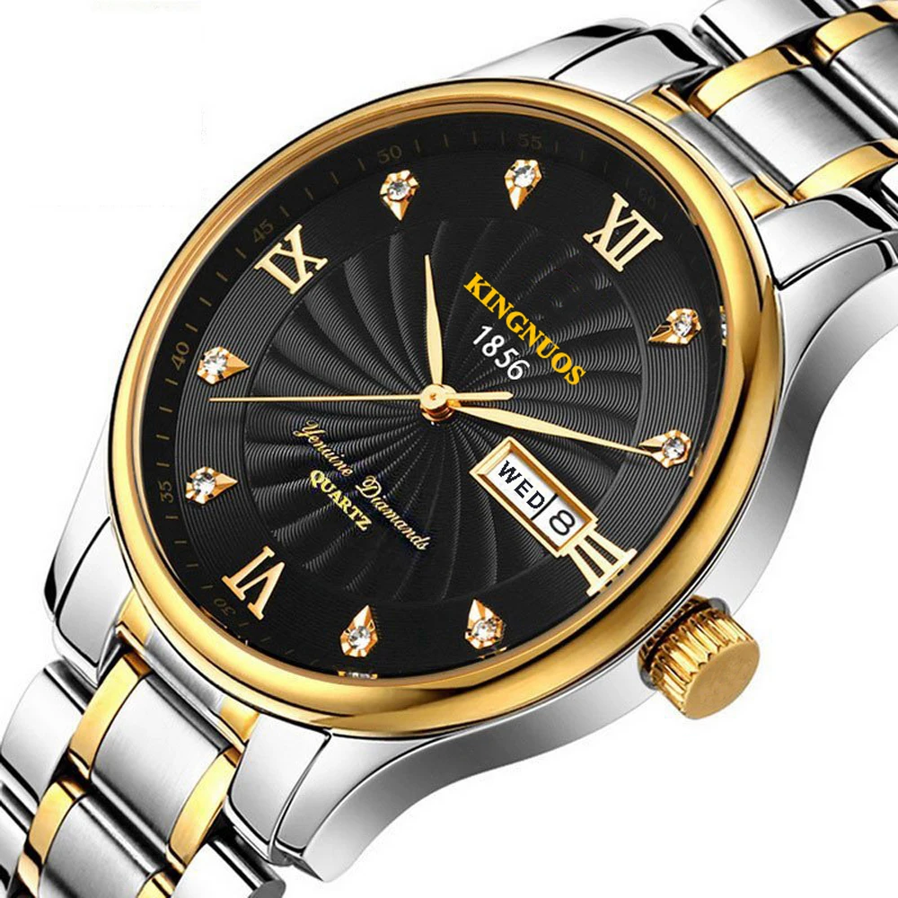 

Men Watches 2019 Luxury Brand KINGNUOS Quartz Wristwatch Diamond Scale Date Week Analog Display Watch Man Fashion Men's Watch