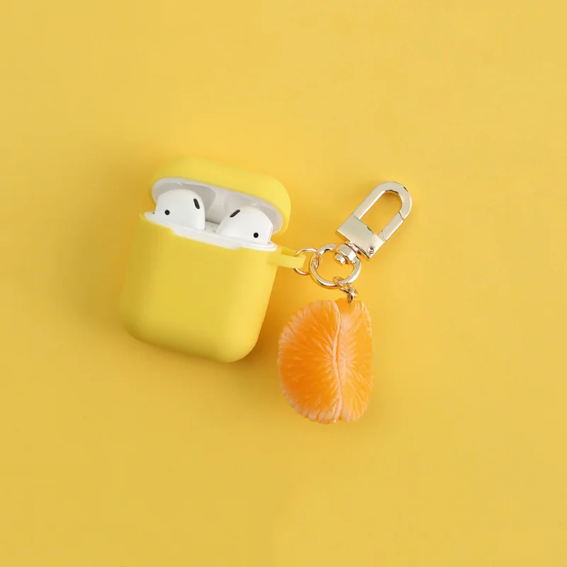 Оранжевый силиконовый чехол для Apple Airpods аксессуары беспроводных наушников Bluetooth