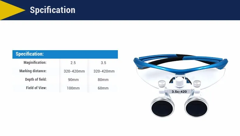 5 цветов зубные лупы хирургические бинокулярные лупы очки 3,5x420 мм