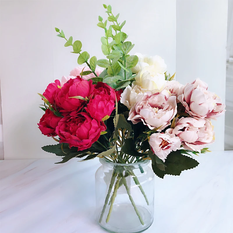 

New MINI Artificial Flowers Silk Peony Flores Camellia for Home Wedding Decoration Fake Flower Bouquet Farmhouse Decor
