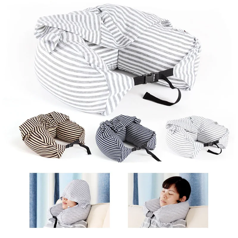 

Body Neck Pillow Solid Grey Nap Cotton Particle Pillow Soft Hooded U-pillow Textile Home Airplane Car Travel Pillow Accessories