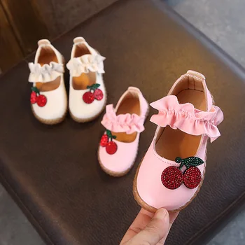 

2019 summer and autumn children's shoes baby shoes princess Cherry rhinestone single shoes soft bottom toddler shoes 1-3 years