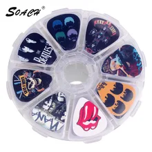 SOACH 50pcs Rock Band cartoon Guitar Picks box Mediator paddle + bass guitar Case Musical instrument accessories plucked tools