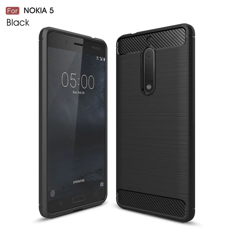 Чехол Whyes для Nokia 5, 2, 3, 6, углеродное волокно, мягкий ТПУ, тяжелый противоударный чехол, полный протектор, чехол для Nokia 6, Nokia 3, Conque - Цвет: Черный