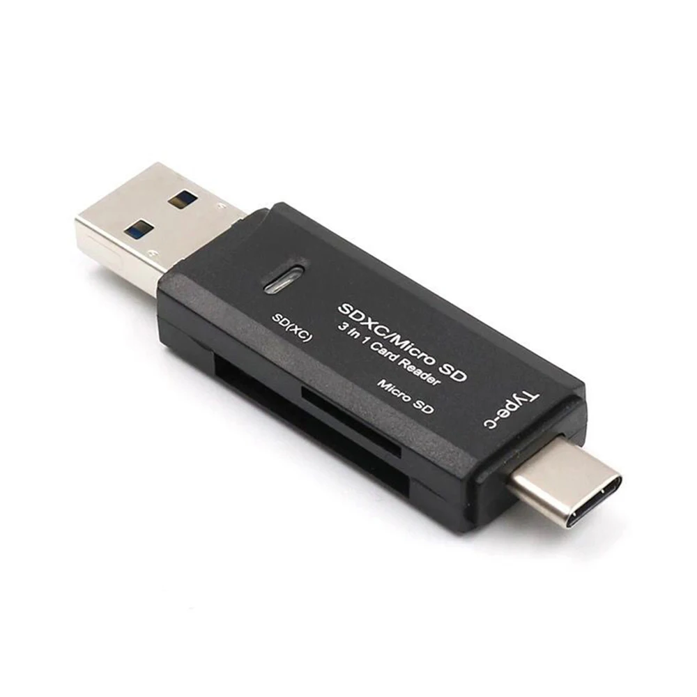 Черный Устройство для чтения карт адаптер 3in1 USB3.1 USB-C TF Тип C SD для Macbook ноутбука настольный компьютер - Цвет: Черный